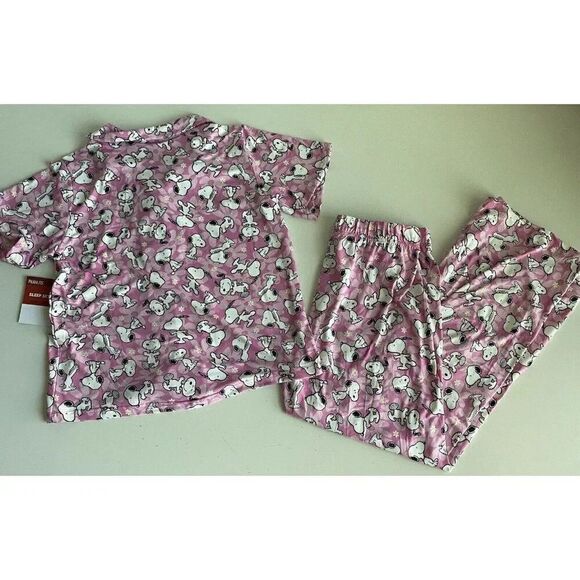 Peanuts SNOOPY Pink Women’s Sz S Pajama PJ Set Pants Long Sleeve Soft Daisies - Picture 9 of 10